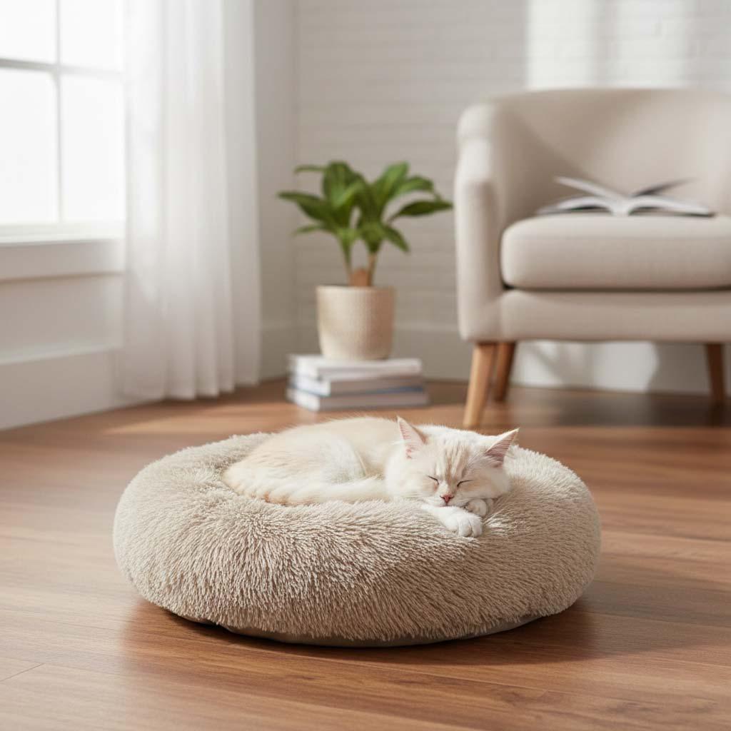 Rond Donut Huisdierenbed | Zacht Pluche voor Hond & Kat